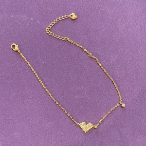 Pretty Bird Pink Gold Heart Ankle Bracelet